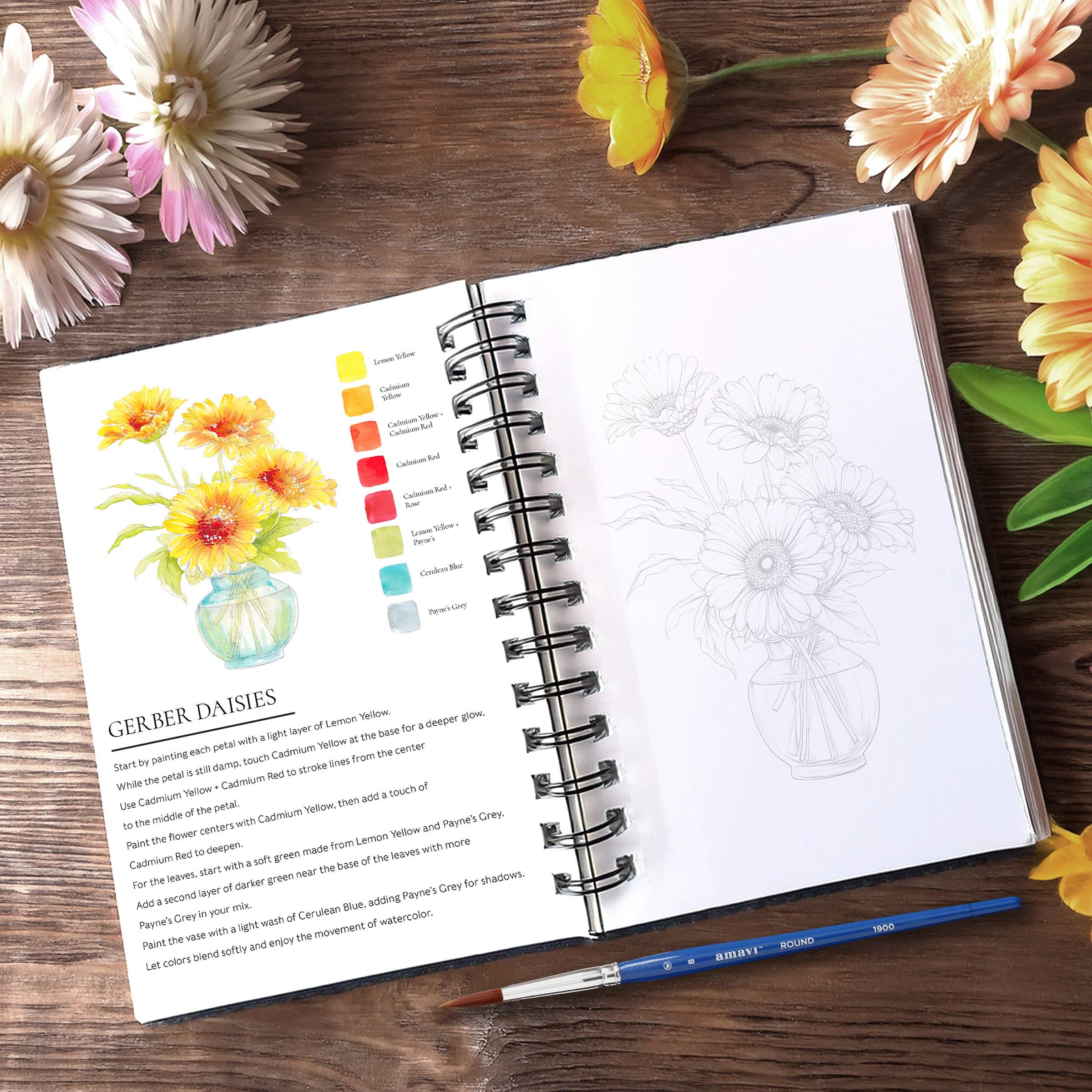 willowwolfe - Wholesale Sketchbook/sketchpad - Blooms & Bouquets Watercolor Workbook by Willow Wolfe1
