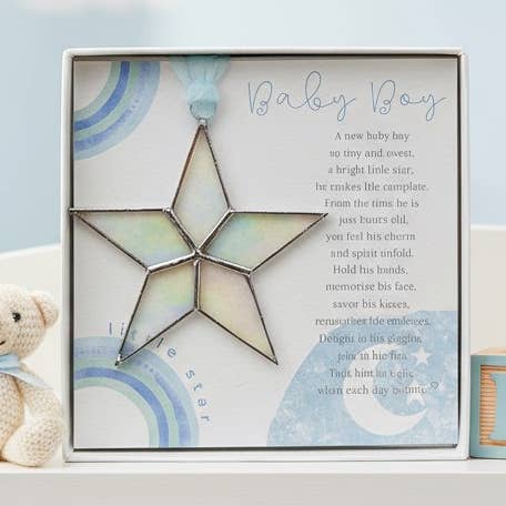 Little Star Baby Boy Handmade Stained Glass Star 7721 for wholesale by The Grandparent Gift Co. Inc.