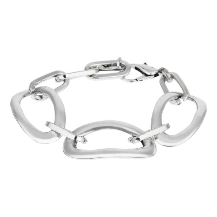 Silver plated chain link bracelet for wholesale by Gloria Mago