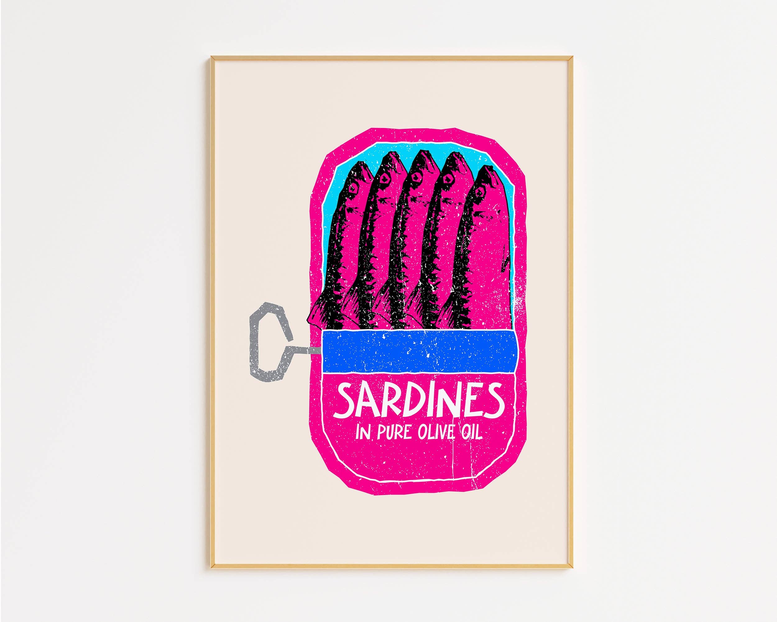 Pink Giraffe Print Co - Wholesale Art Print - Sardines Linocut Dupe Print1