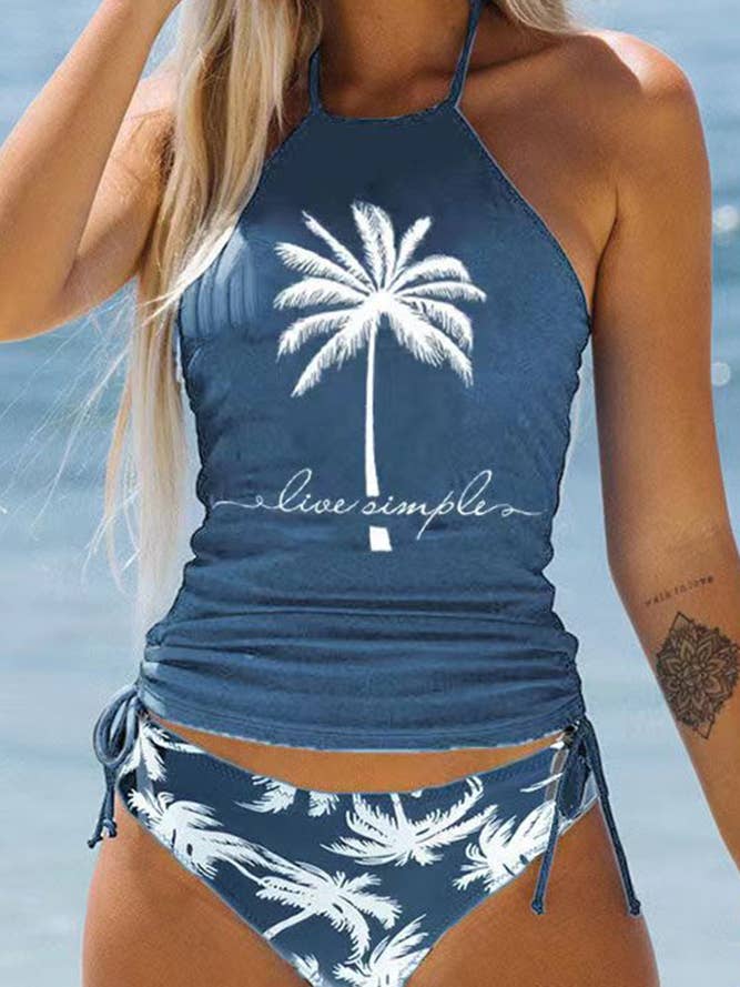 UNISHE - Wholesale Two Piece Swimsuit - Women's - Summer Beach Print Tankini Set ZK047