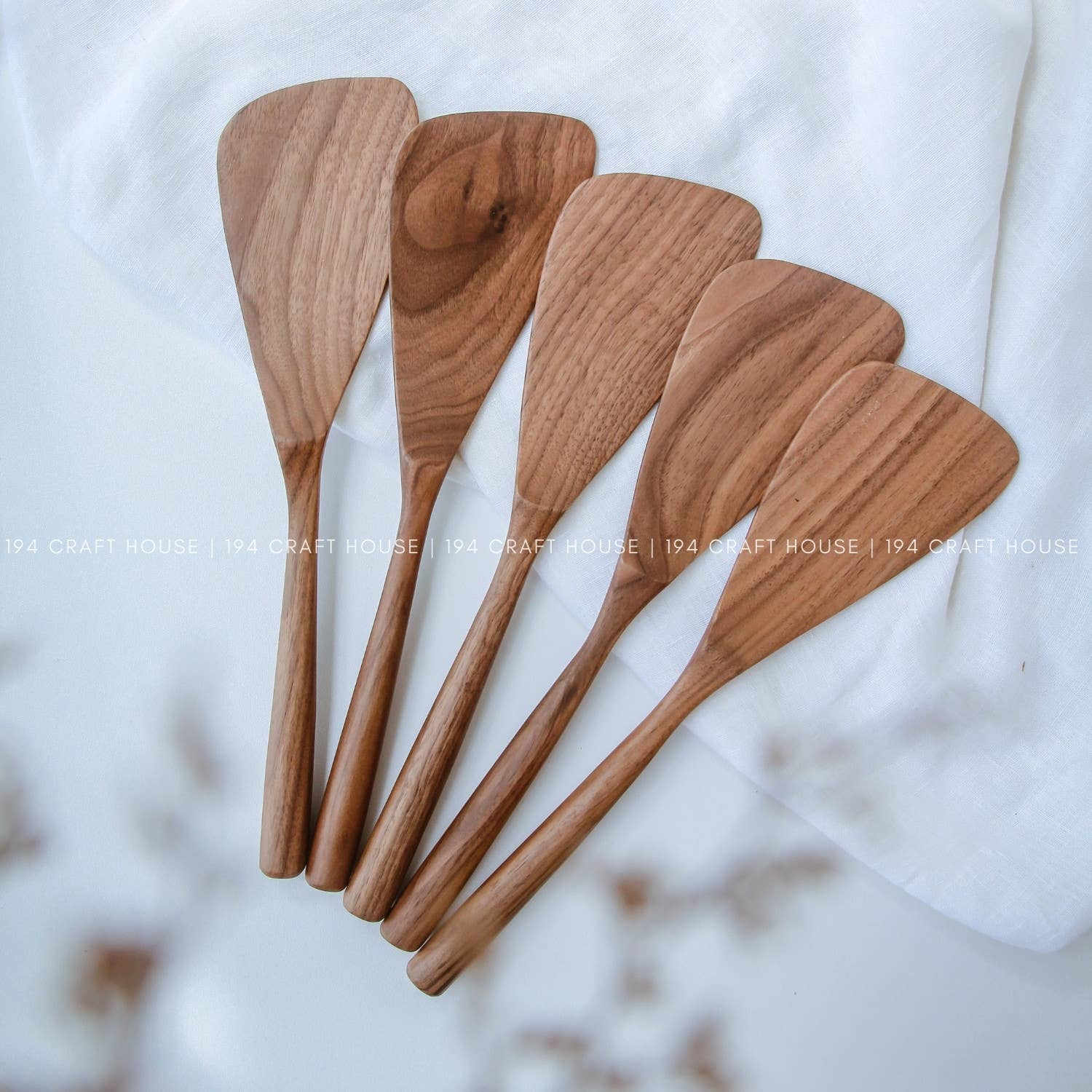 194 Craft House - Wholesale Serving Utensil - Walnut Wood Kitchen Utensils - Set of 4 - Serving Utensil6