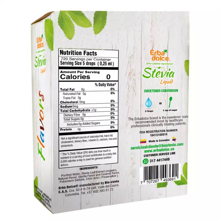 BOSANET - Wholesale Sugar/Sweetener - Erba Dolce Stevia Liquid Sweetener 3 Flavor Pack(Case of 12)1