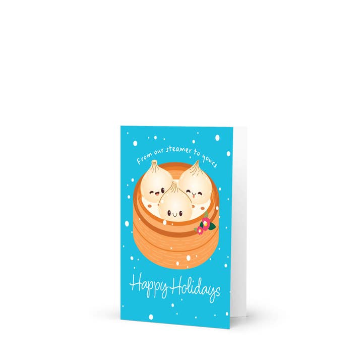 Cute Asian Cards - Wholesale Christmas Card - Our Bamboo Steamer Holiday Card | Dumplings Xiao Long Bao Merry Christmas6