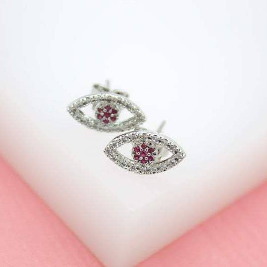 MIA Jewelry – Engroshandel Ørestikkere – 18K guld fyldt onde øje rød, blå, lilla Stud Øreringe (L1)2