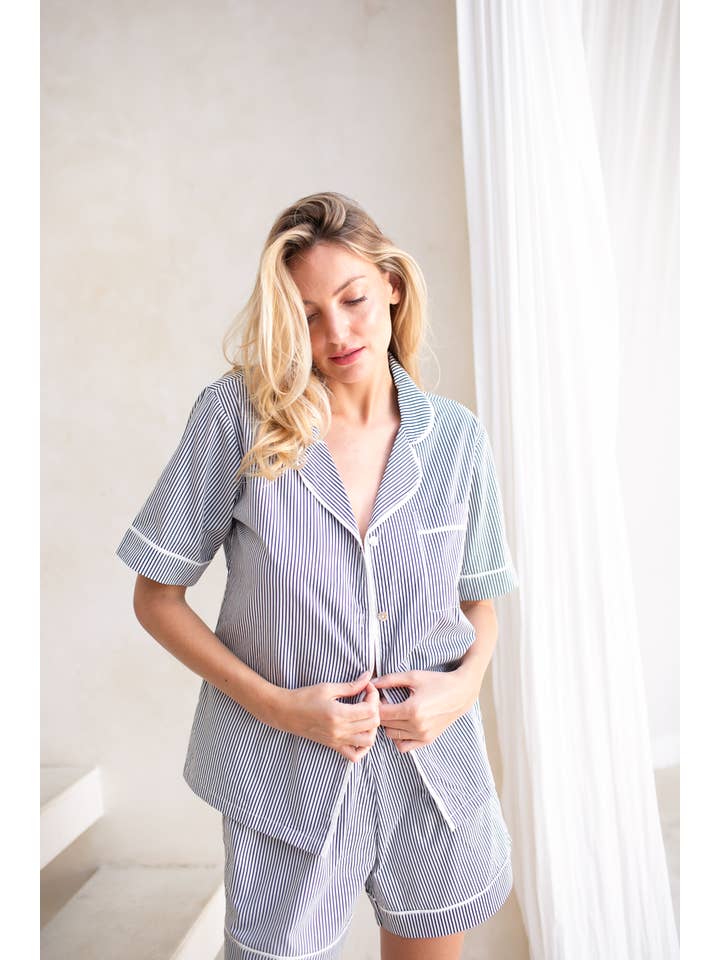 Me+Lia - Wholesale Sleepwear Set - Women's - Cecile PJs Pyjama Short Set - Navy1