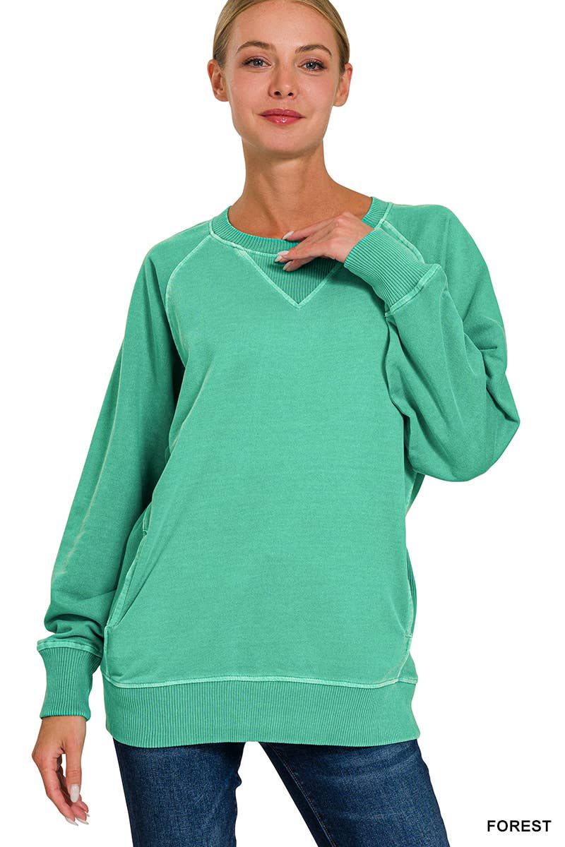 42POPS - Wholesale Sweatshirt - Women's - `.Washed French Terry Pullover With Side Pockets35