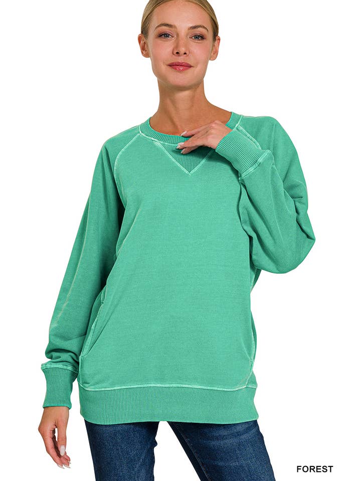 42POPS - Wholesale Sweatshirt - Women's - `.Washed French Terry Pullover With Side Pockets35