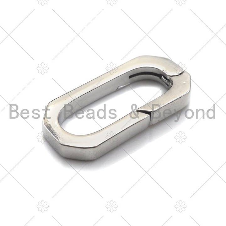 BestBeads&Beyond - Wholesale Clasp - 12x25/8x17mm Spring Gate, Gold/Silver/Gunmental Oval Clasp, Snap Clip Trigger Clasp, Spring Buckle for Chain Purse Key Jewelery, Sku#H3212