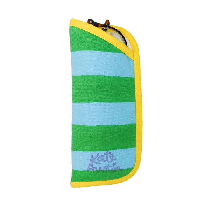 kate austin designs - Wholesale Eyewear Cases & Holders - Unisex - Sunglass Case in Blue Green Cabana Stripe