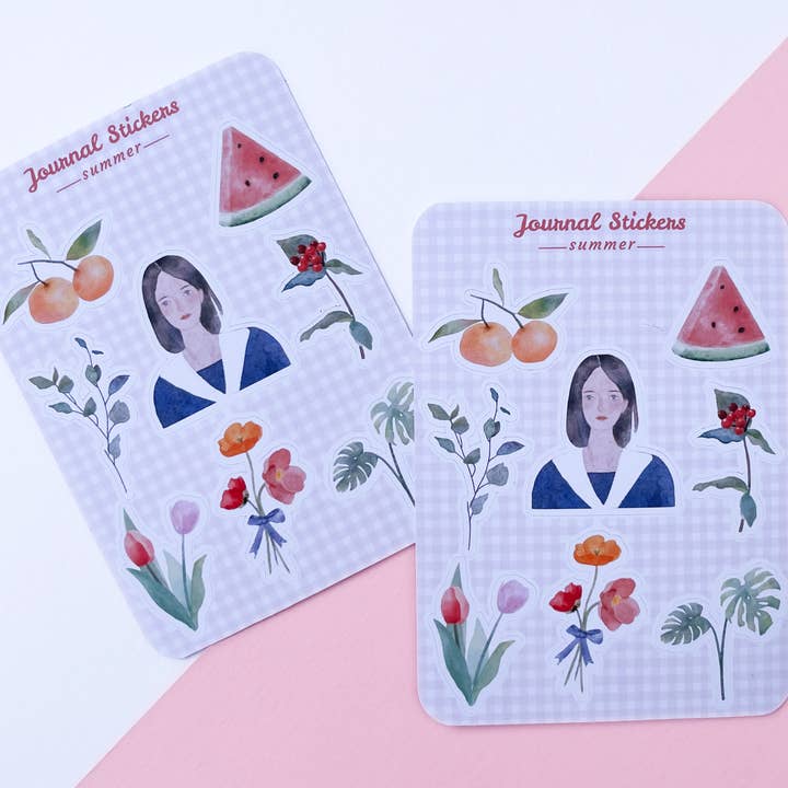 Sommar Vibes Journal klistermärke ark, blommig planerare klistermärken för wholesale av The Bunny Box