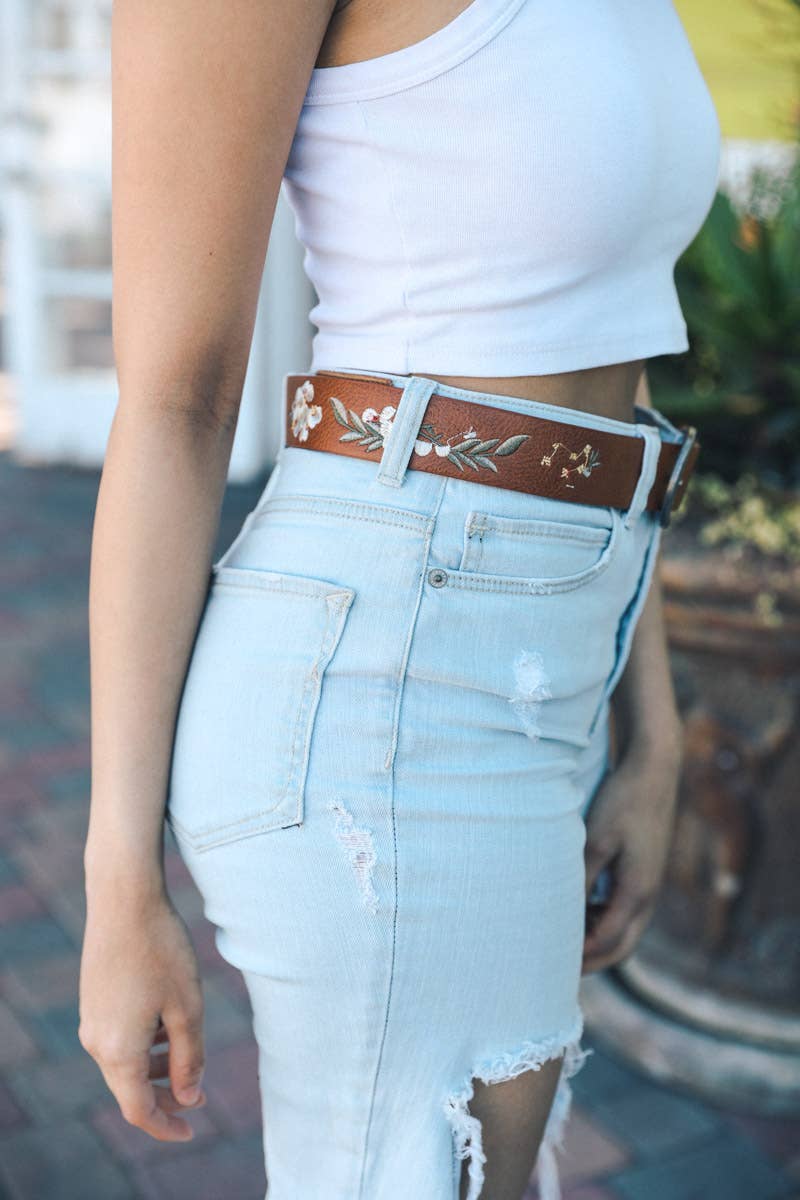 Leto Accessories - Wholesale Belt - Women's - Hibiscus Embroidered Bohemian Belt3