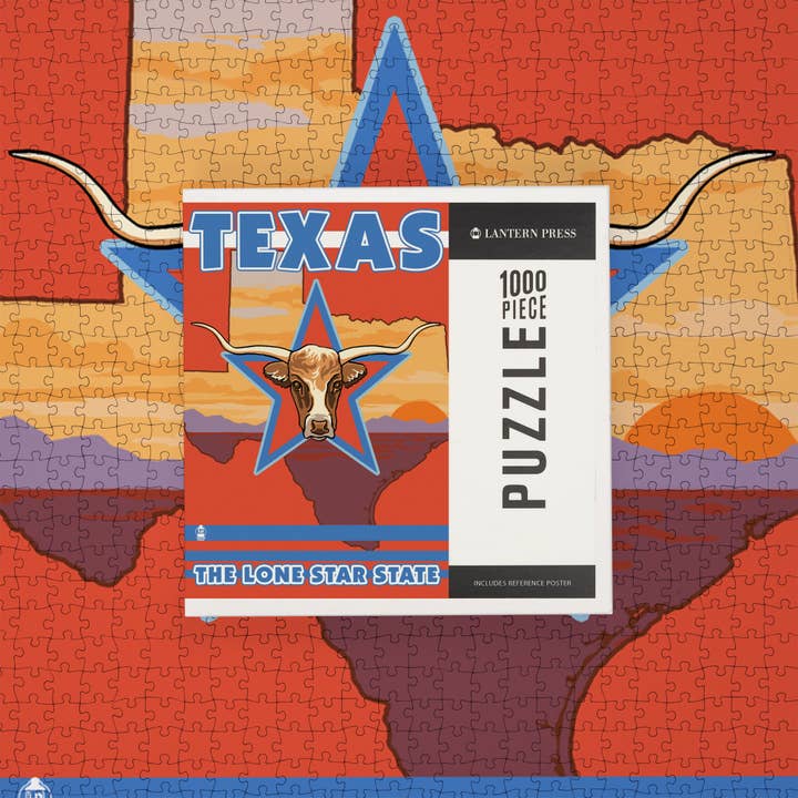 Lantern Press - Wholesale Puzzle - Adult - 1000 PIECE PUZZLE Texas, Longhorn Bull6