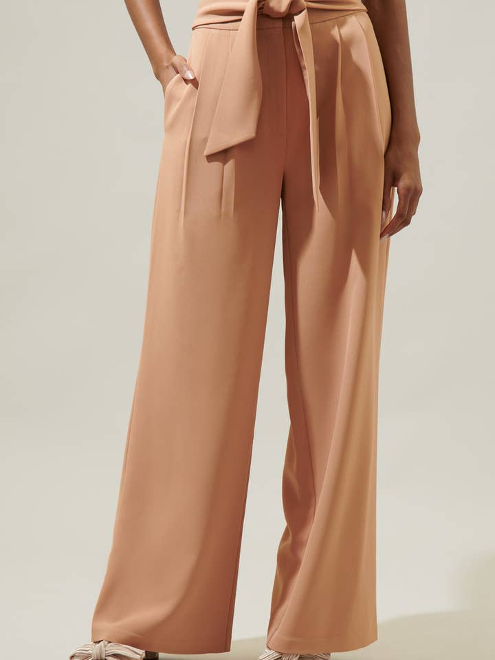 Chelsea Waist Tie Labelle Wide Leg Pants for wholesale by Sugarlips