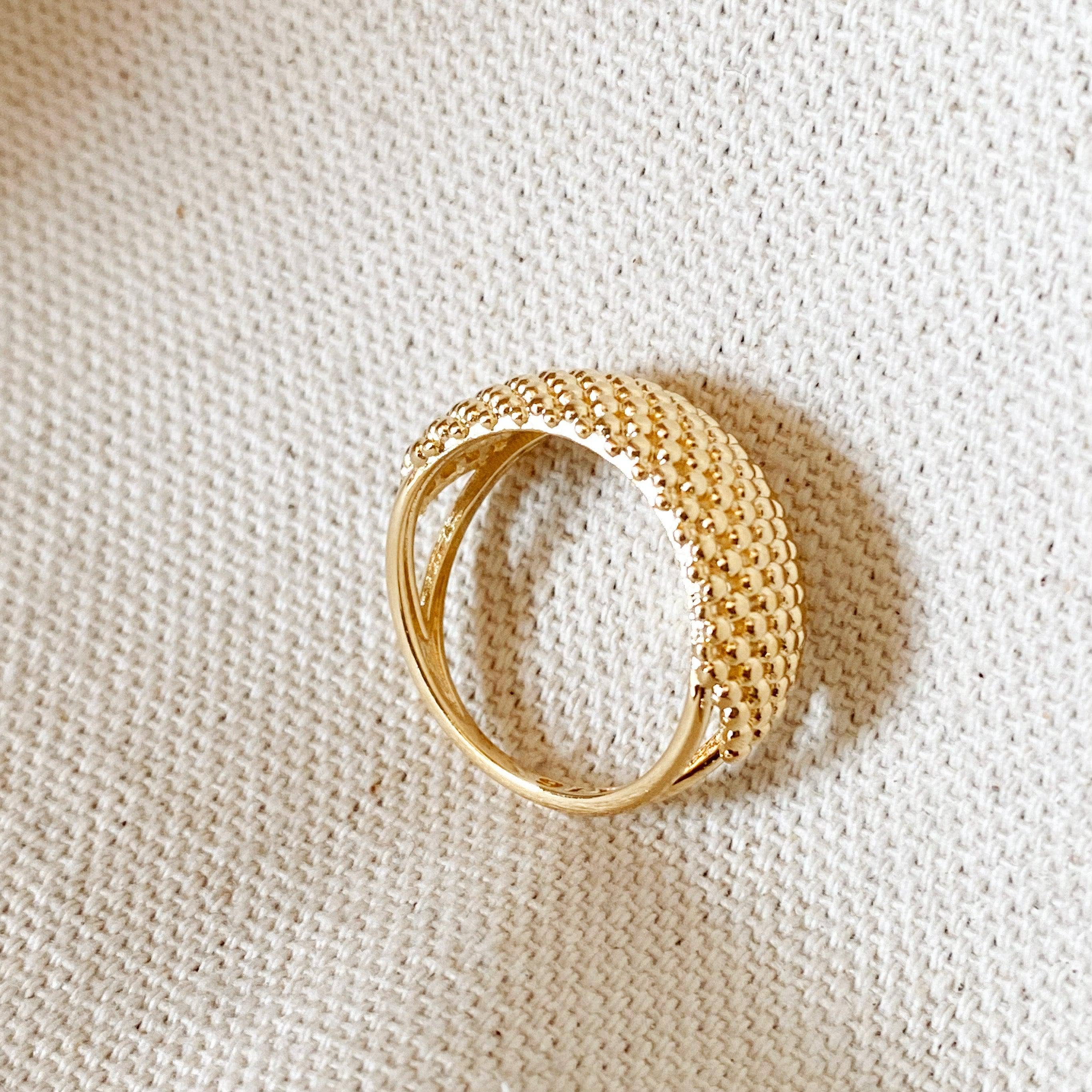 GoldFi - Wholesale Band/Stacked Ring - 18k Gold Filled Bead Cluster Ring0