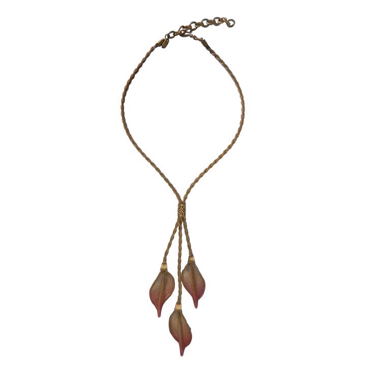 15" Birch Leaf dråber kort Lariat halskæde for engroshandel hos Sarah Cavender Metalworks