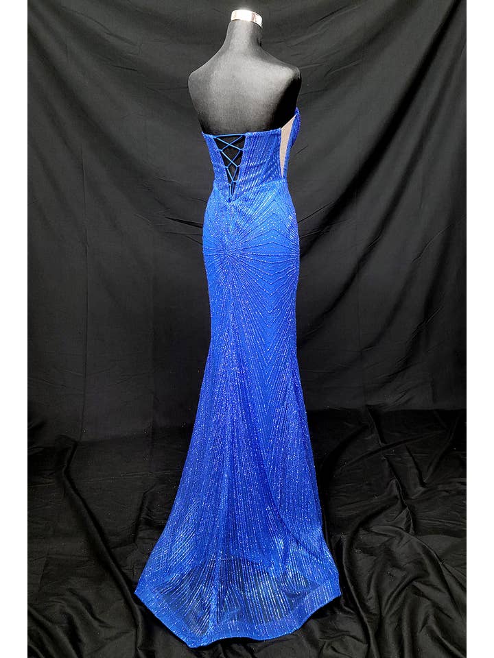 Chicas - Wholesale Gown - Women's - Long sparkling mermaid dress with hanging jewels CF00151