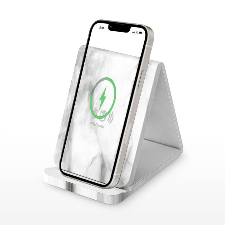 Marble - Support de chargement sans fil pliable en cuir pour la vente par PhunkeeTree