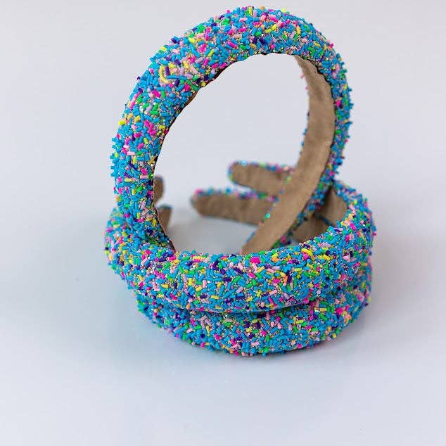 Beaded Headband - Blue Sprinkles for wholesale by Cheeky Plum