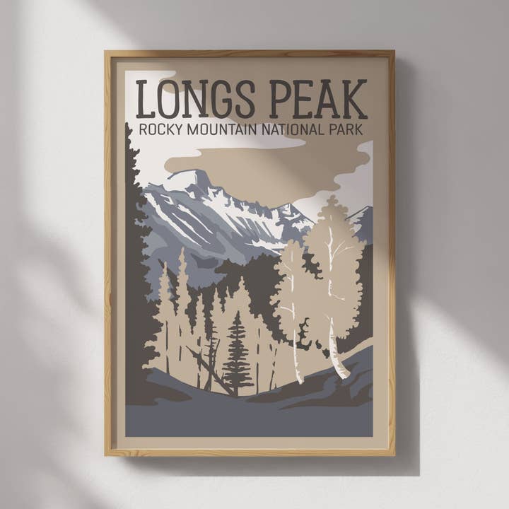 Longs Peak Travel Poster for wholesale by Recollection Project