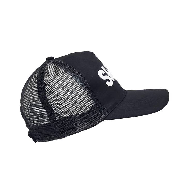 NHP International - Vendita all'ingrosso Cappellino da camionista - Unisex - Berretti da baseball neri con testo SWAG stampato e retro in velcro