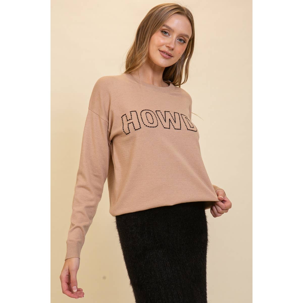 Blue Bunny Inc - Wholesale Knit Sweater - Women's - Playful HOWDY Stitched Sweater for Cozy Casual Style6