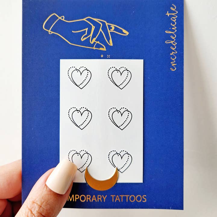 encredelicate - Wholesale Temporary Tattoo - double heart temporary tattoo (set of 6)