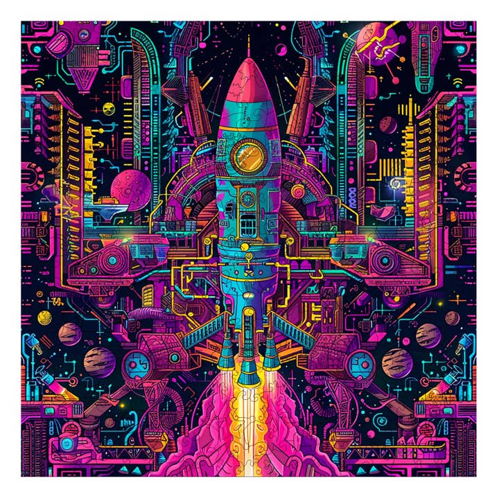Puzzle in legno Galactic Gear 300 pezzi per la vendita all'ingrosso da parte di Trippy Puzzle Co
