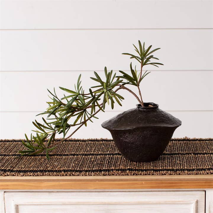 Vase - Sort reaktiv glasur asymmetrisk, mellem (Pk/02) for engroshandel hos Audrey's Home & Gift