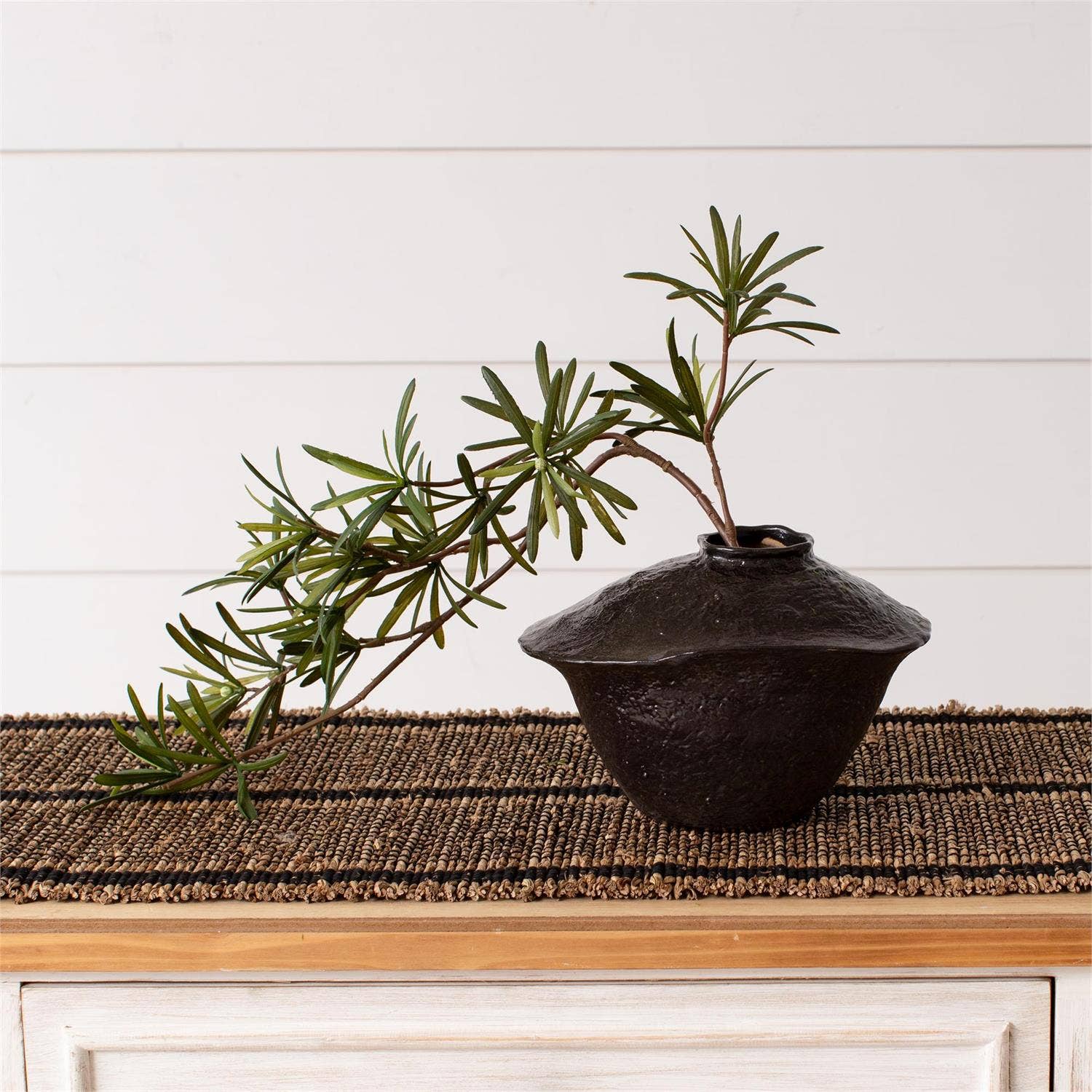 Audrey's Home & Gift - Wholesale Vase - Vase - Black Reactive Glaze Asymmetrical, Med (Pk/02)