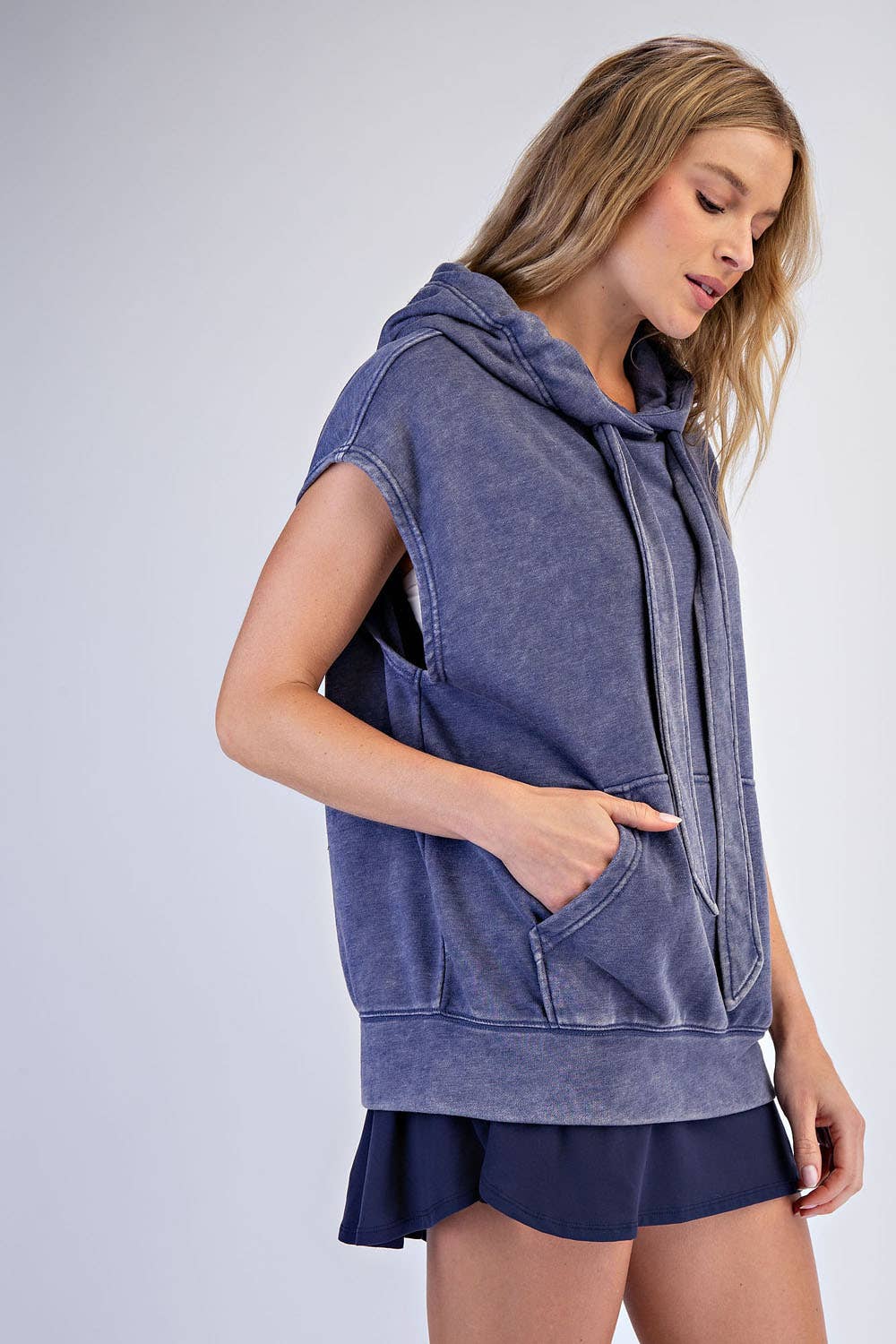 Rae Mode - Wholesale Hoodie - Women's - MINERAL WASHED TERRY SLEEVELESS HOODIE SWEATSHIRT14