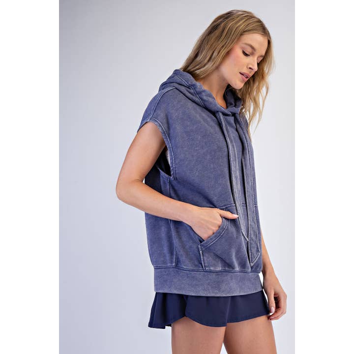 Rae Mode - Wholesale Hoodie - Women's - MINERAL WASHED TERRY SLEEVELESS HOODIE SWEATSHIRT14