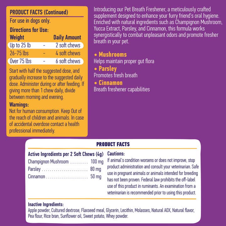 Dogline - Vente Compléments alimentaires – chien - Breath Aid à la cannelle pour chiens en pot de 9 oz (120 unités)1