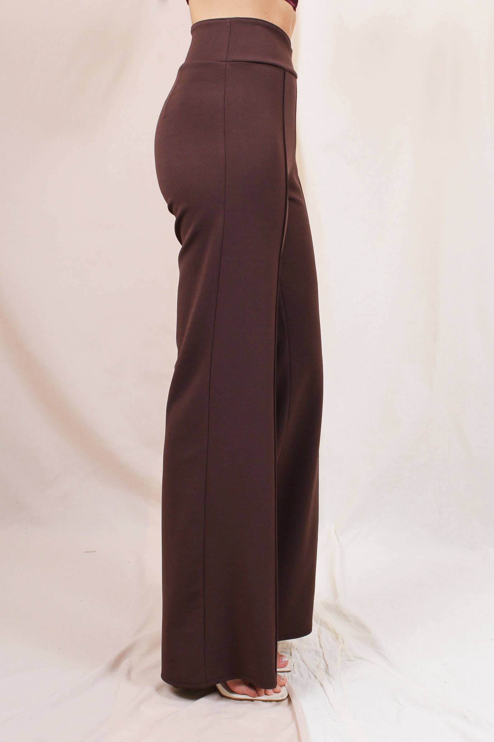 Fore Collection - Wholesale Pants - Women's - DRESSY HIGH WAISTED V CUT PINSTRIPE TROUSERS -PD5710F013