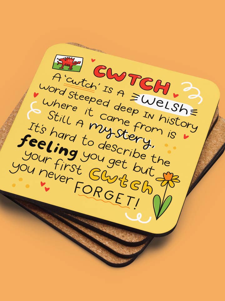 CWTCH COASTER, Wales, Welsh Gift for wholesale by Feel Good Gift co.