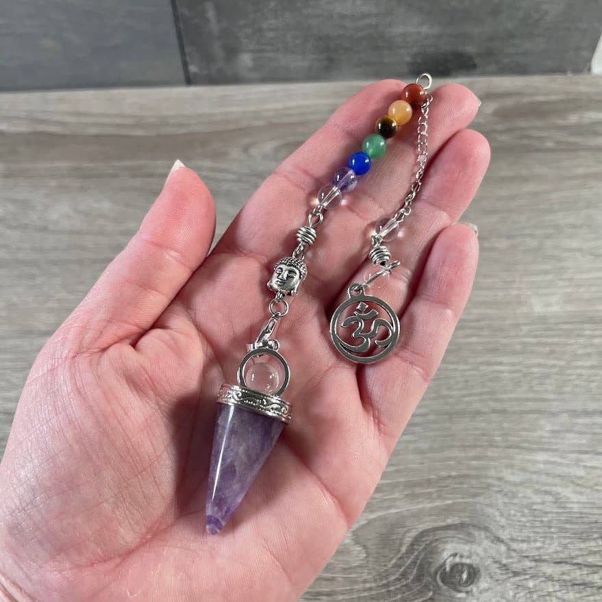 Keystone Crystals - Vente Accessoire de méditation - Pendules assortis avec symbole Ohm Chakra pour la vente en gros0