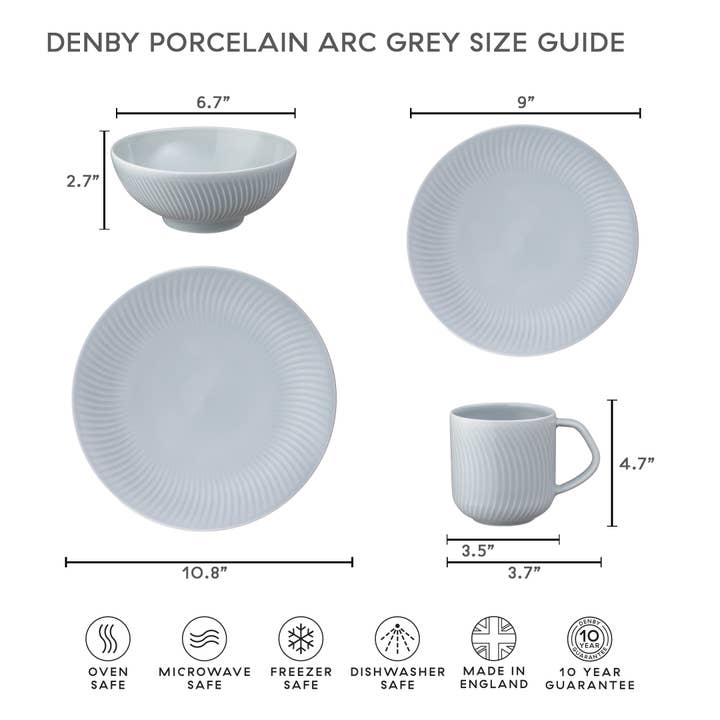 Denby - Wholesale Dinner Plate - Arc Grey Set of 4 Medium Plates