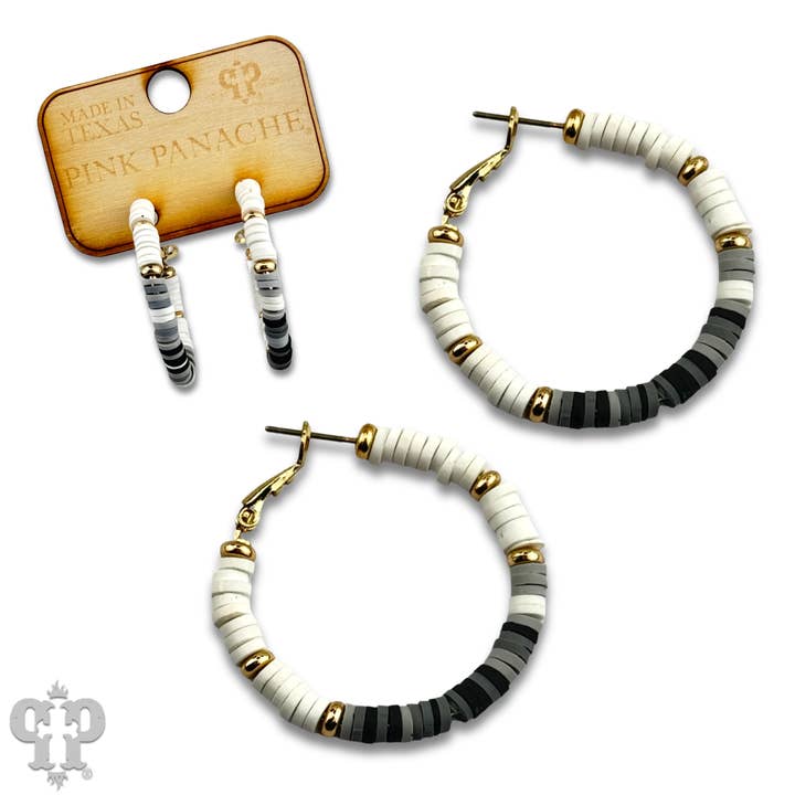 Rubber disc bead hoop earring, last call for wholesale by Pink Panache Brands