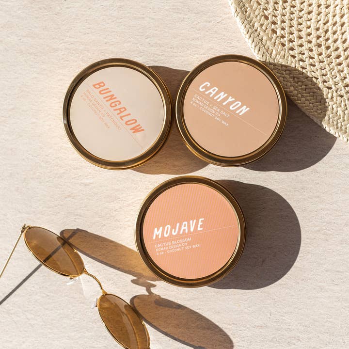 Candela da viaggio Mojave in latta, collezione Desert per la vendita all'ingrosso da parte di Nomad Design Co