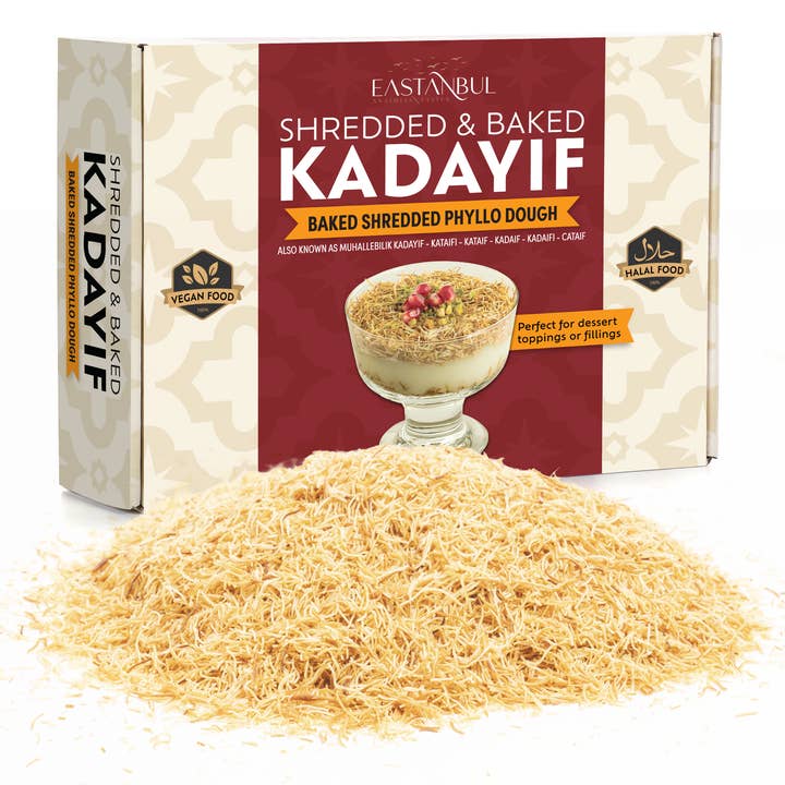 Eastanbul Baked & Shredded Kataifi for Dessert Filing, Shredded Fillo Dough, Kadayif Pastry Dough, Sprinkle, Filling, or Topping for Viral Dubai Chocolate, Milky Desserts, Puddings, 250g (8.8oz) for wholesale by Eastanbul