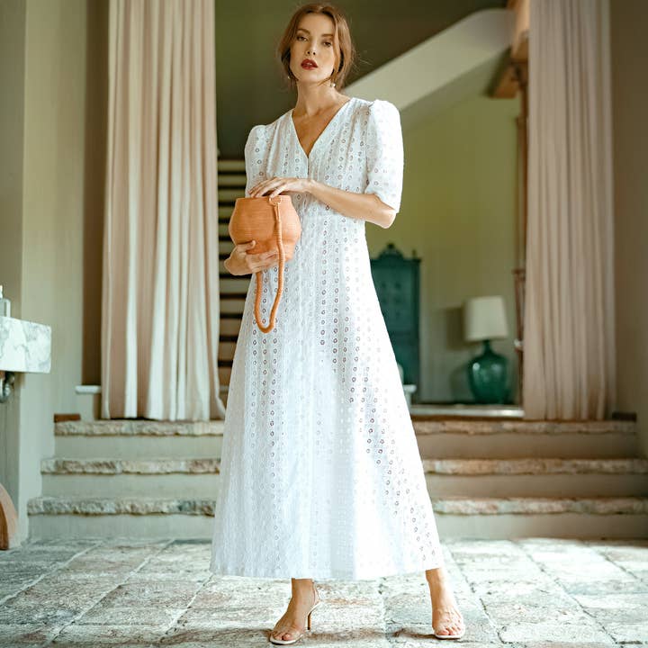 OLYMPIA Embroidered Cotton Dress for wholesale by Brunna Co