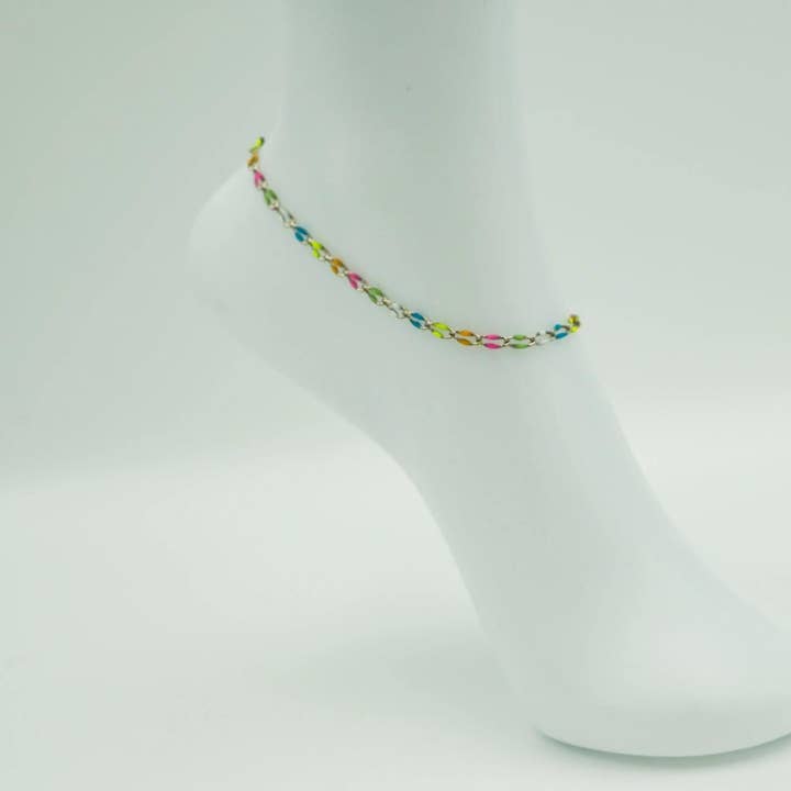 Chaîne de cheville arc-en-ciel de 10 pouces pour la vente par Sumptuous Scull Styles LLC