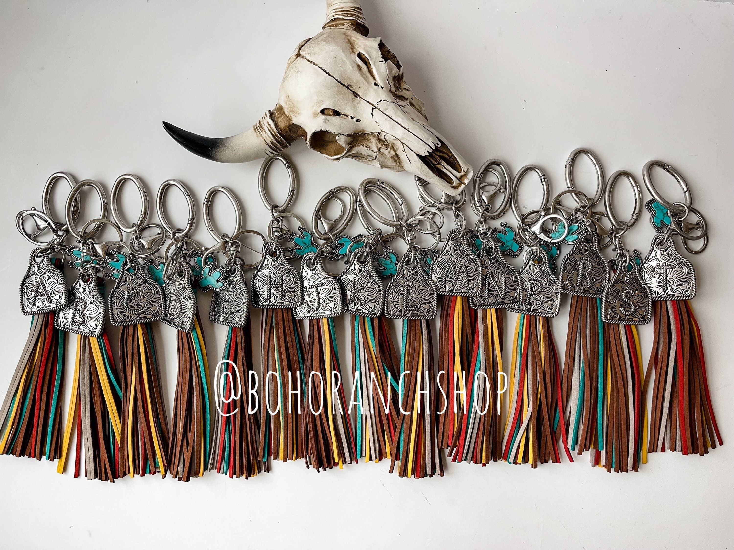 Boho Ranch Shop - Wholesale Keychain - Women's - Western Initial Eartag Keychain - Cactus Pedant1