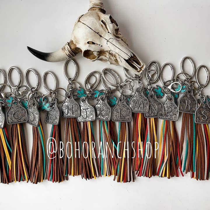 Boho Ranch Shop - Wholesale Keychain - Women's - Western Initial Eartag Keychain - Cactus Pedant1