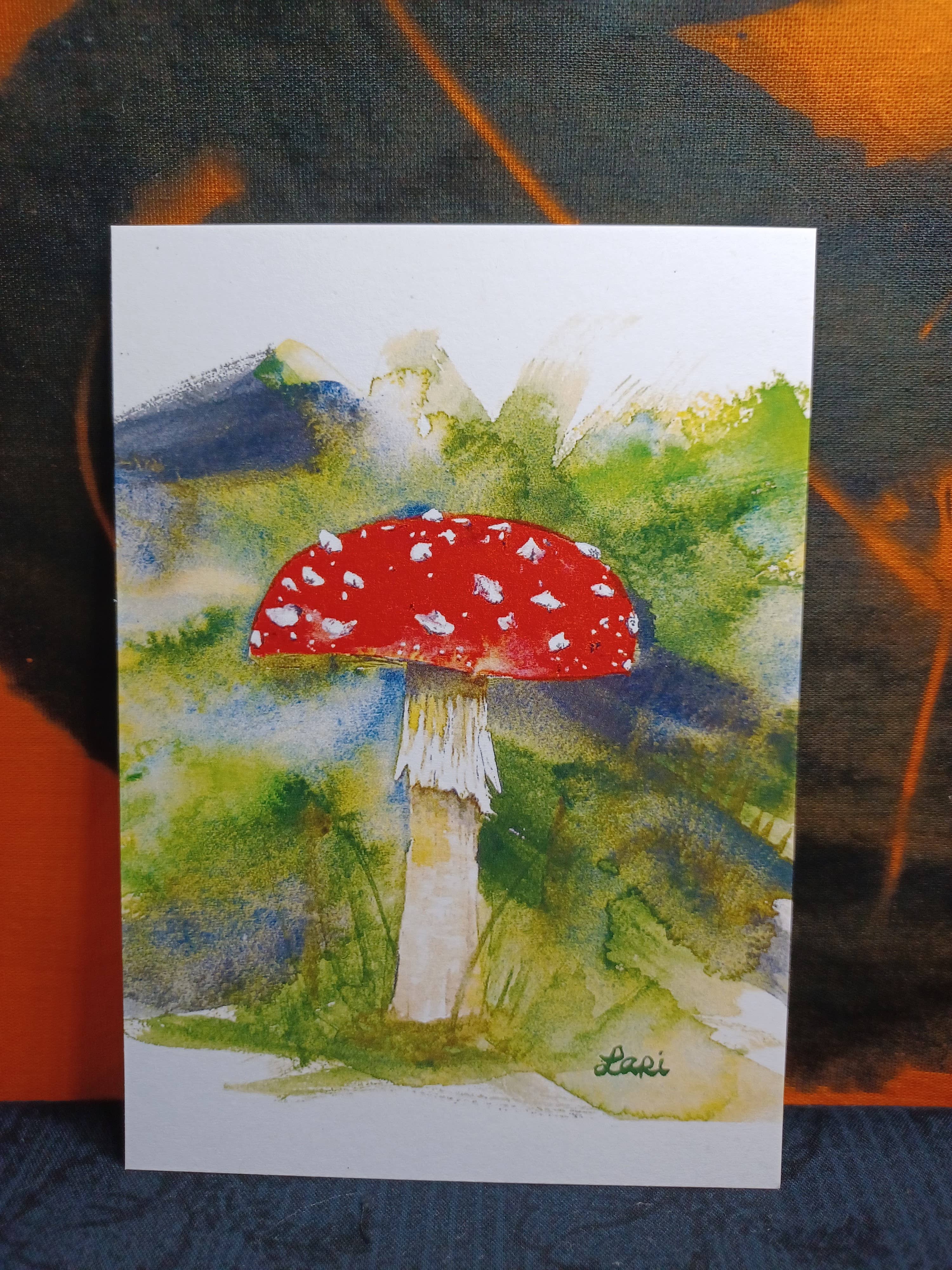 Larisanjou - Wholesale Art Print - Amanita Muscaria Watercolor Postcard - Art Print1