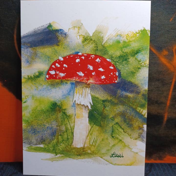 Larisanjou - Wholesale Art Print - Amanita Muscaria Watercolor Postcard - Art Print1