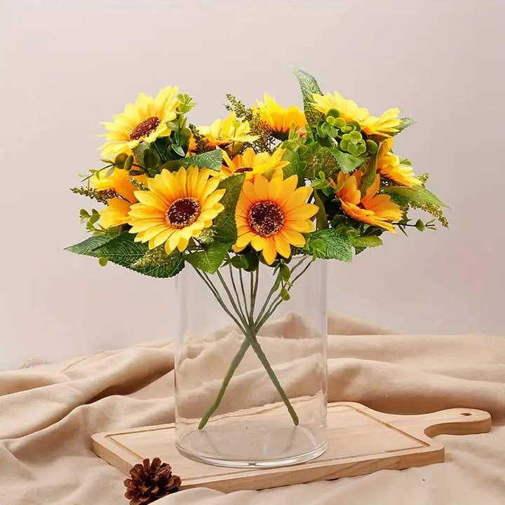 Huis Van Merken - Wholesale Artificial Flowers - Lifelike Sunflower Silk Flower Arrangement - 13 Heads Home Decor2