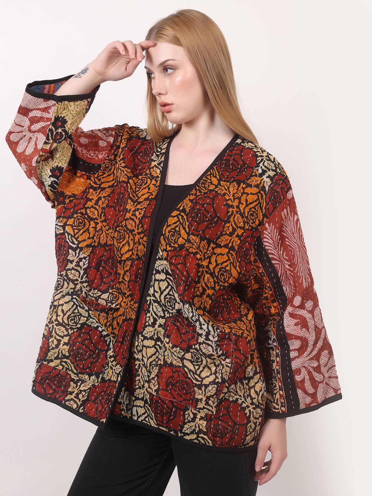 Wevez - Wholesale Jacket - Women's - Women's Kantha Kimono Printed Jacket Wholesale Lot Assorted7