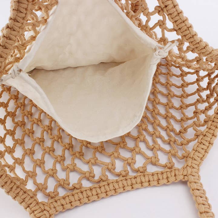 ACCITY - Wholesale Beach Bag - SIMPLE COTTON THREAD HAND-WOVEN SHOULDER BAG_CWAB4681
