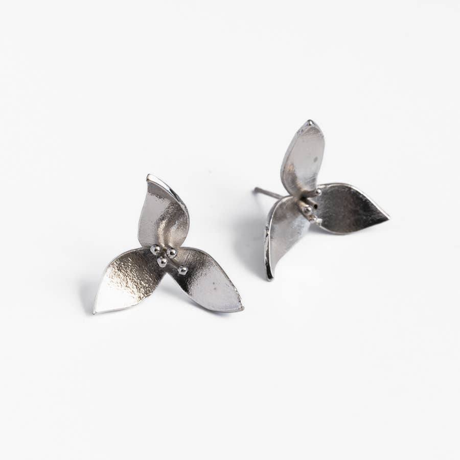 Ethical Global - Vente Clous d'oreille - Boucles d'oreilles Lily à 3 pétales (Argent, 14K, Rose) - Fabriquées de manière éthique8